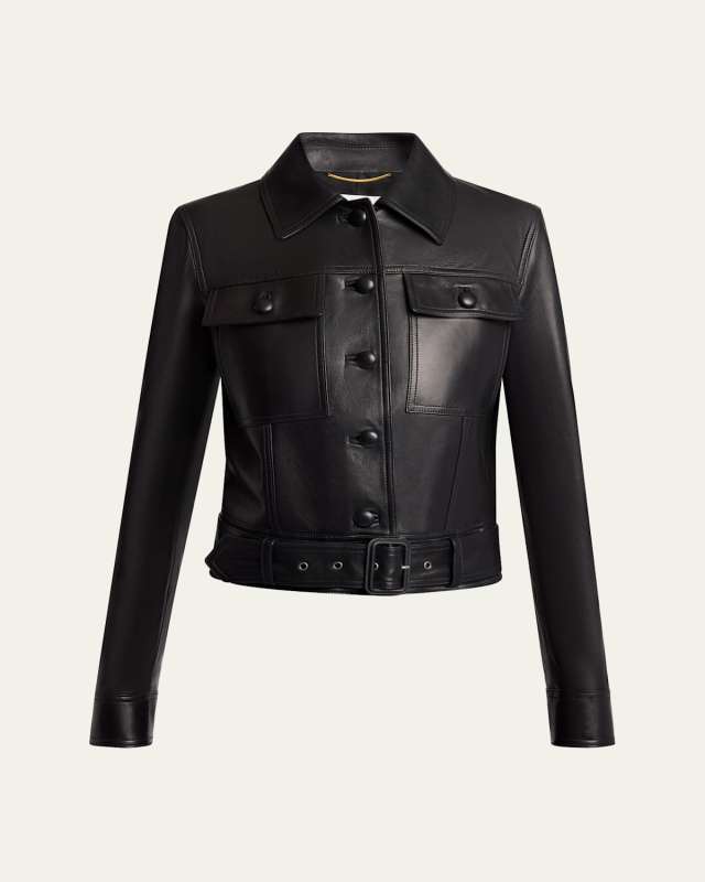 Leather Button Down Jacket